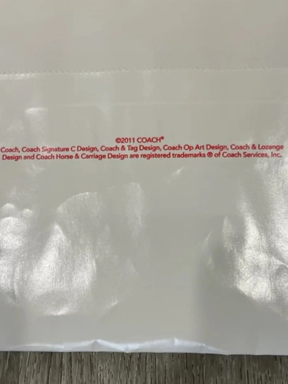 COACH White and Red Logo Print Shopping Bag